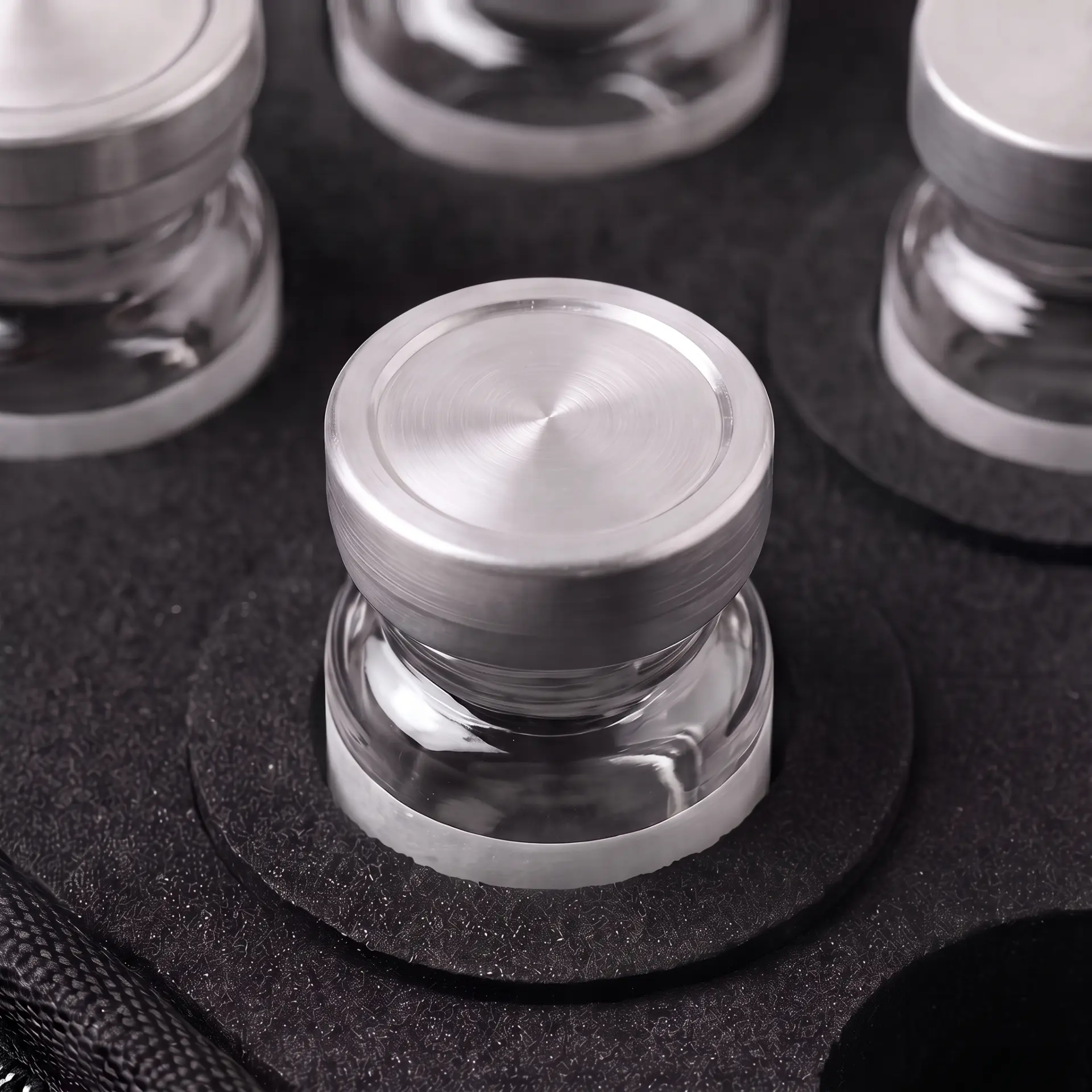 Single capped glass vial resting in a foam slot